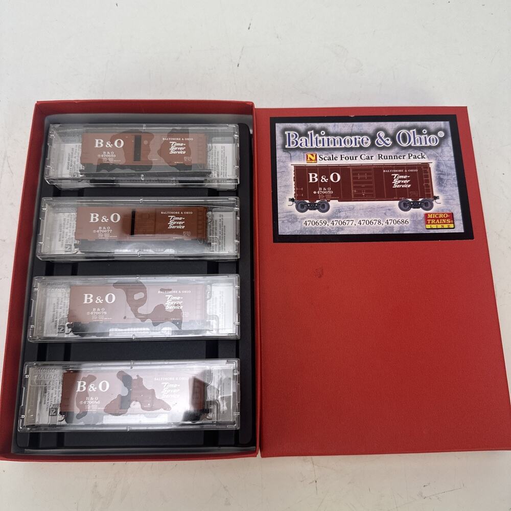 NEW RARE Micro-Trains Line Baltimore & Ohio N Scale Four Car Runner Pack